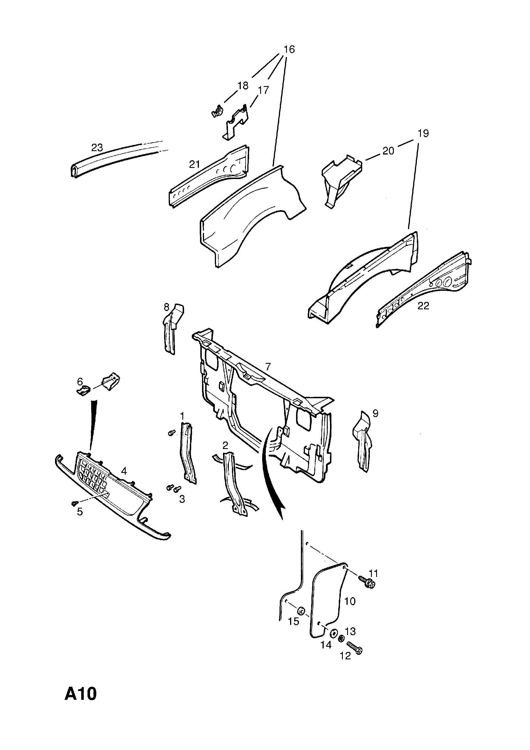 Reparaturblech Fronttraverse Frontmaske Opel Frontera A Campo